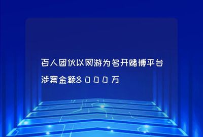 百人团伙以网游为名开赌博平台涉案金额8000万
